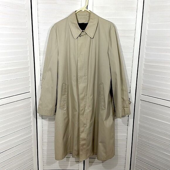London Fog Men's Iconic Trench Coat 42L 80’s Vintage Beige - Picture 2 of 14